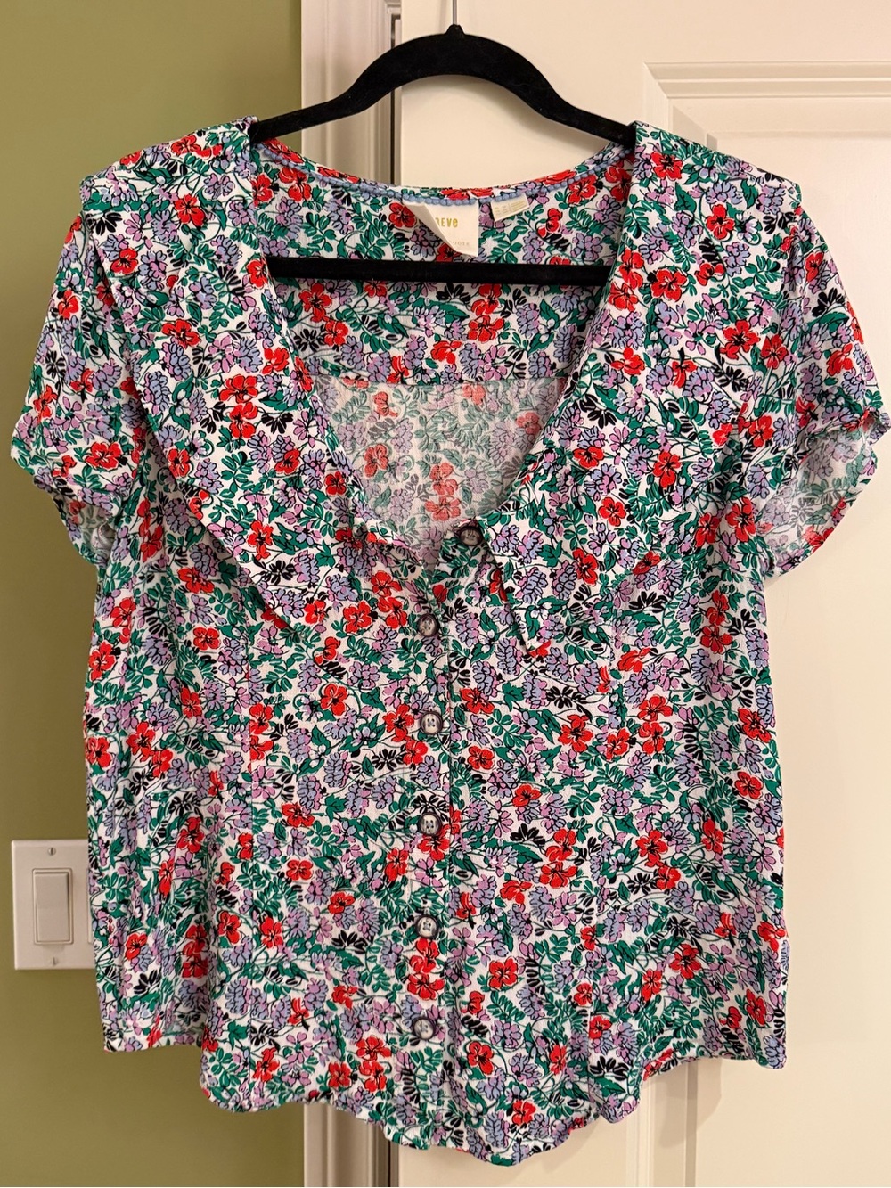 Maeve Anthropologie Floral Button Front Blouse Size 14